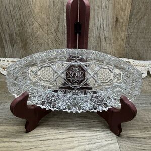 American Cut Glass Celery Bread Tray Dish Banana Split Boat Bowl